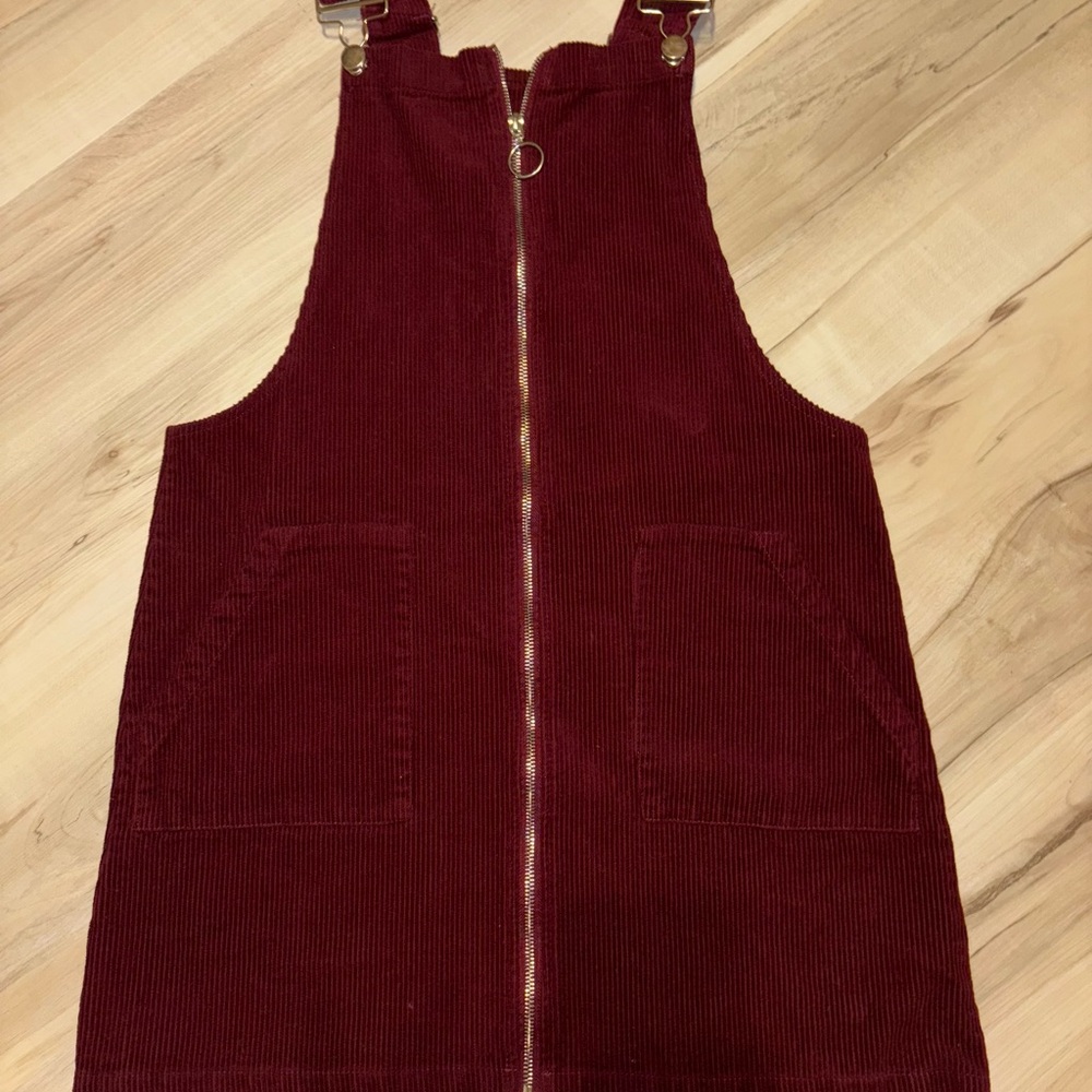 Burgundy Corduroy Pinafore Dress